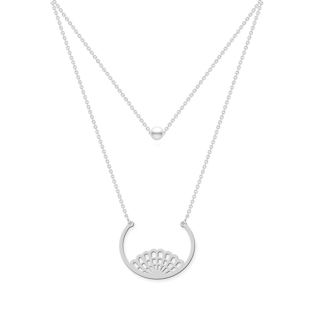 Abstract Necklace with Pearl
