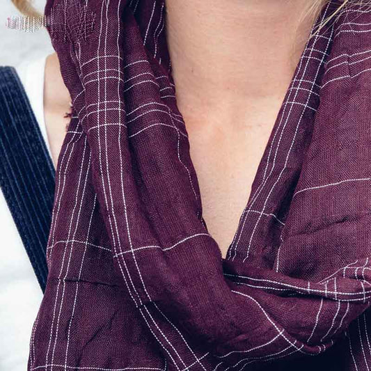 Vine Red Fringed Edge Cotton Scarf 1