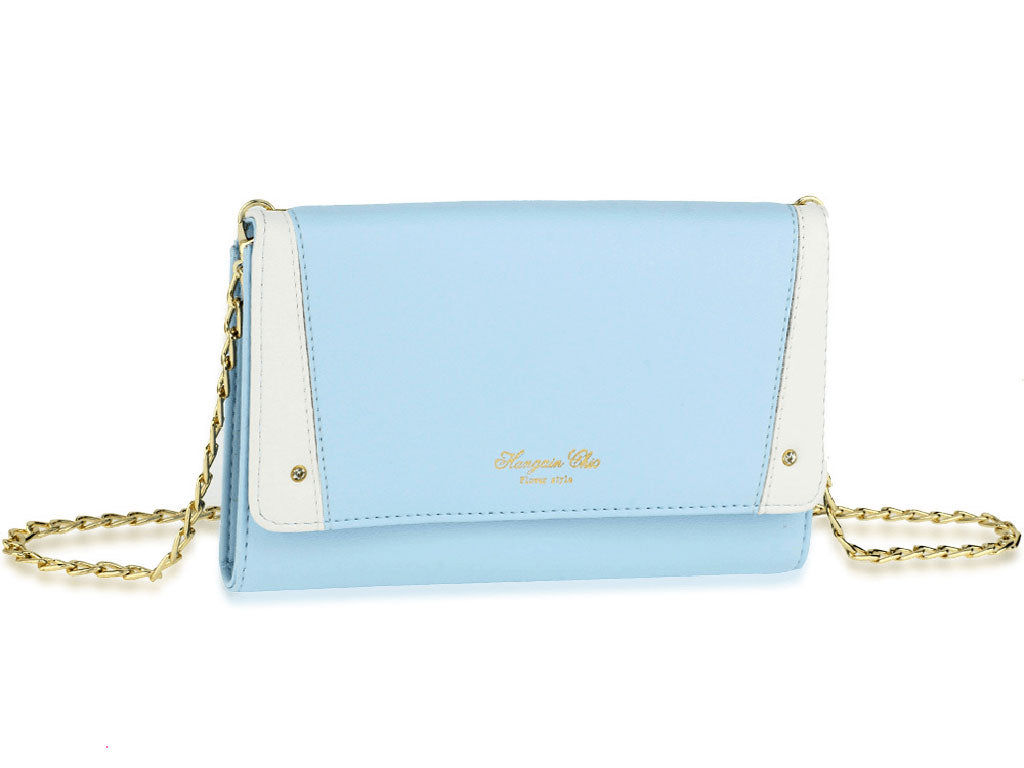 Mini Cross Shoulder Handbag with Gold Chain in Blue
