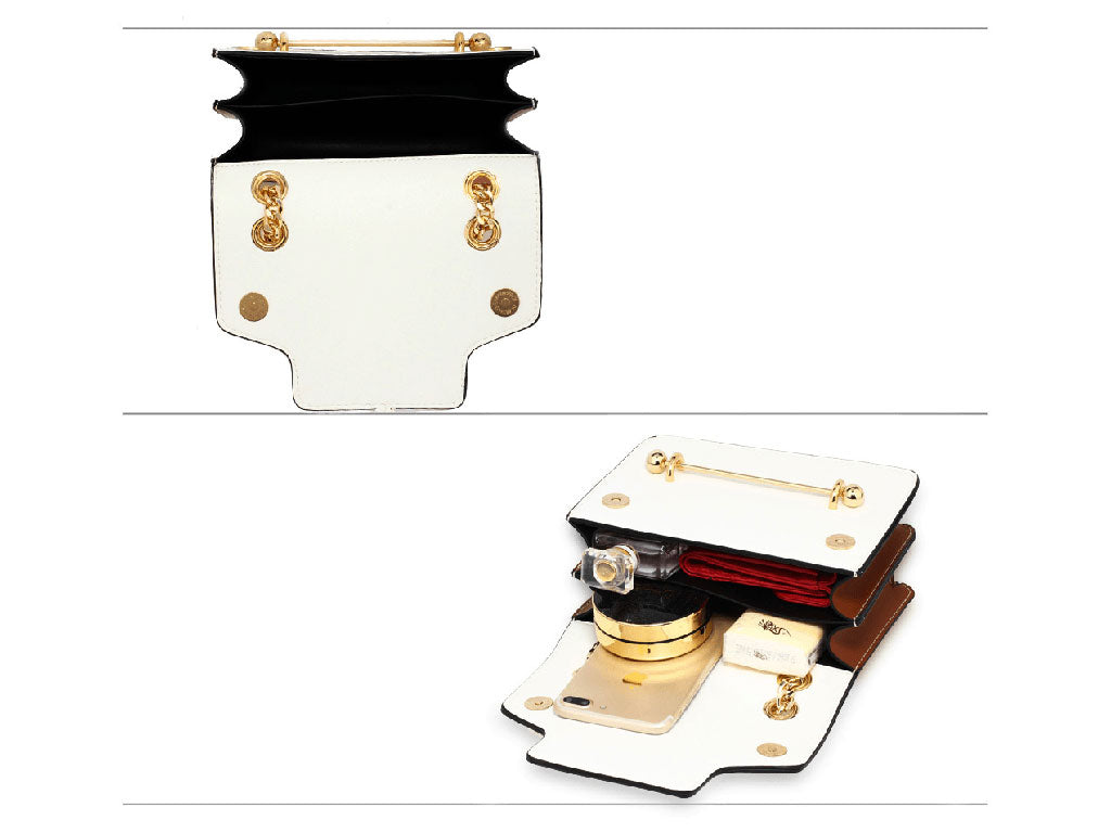 Flap Style Cross Body Pin Bag with Gold Metal 2