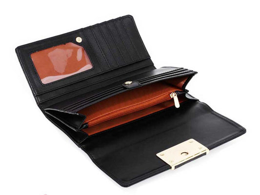 Black Flap Crocodile Purse with Gold Metal Work 1