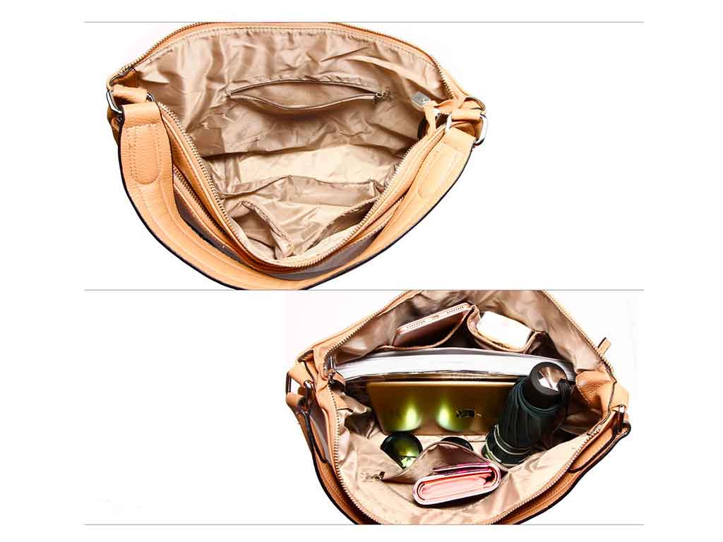 Elegant Voluminous Handbag in Light Brown 2