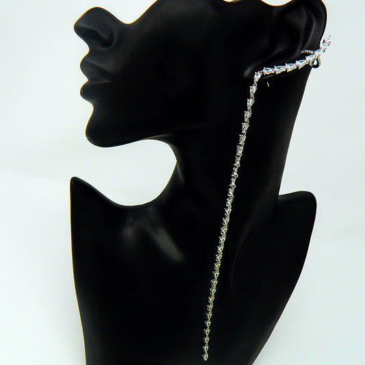 Cross Long Earring with Cubic Zirconia 1