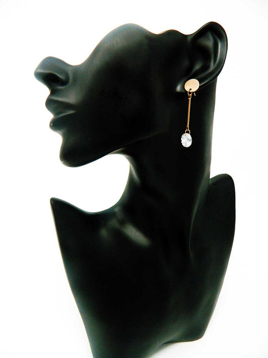 Dropped Rose Gold Earring with Cubic Zirconia 1