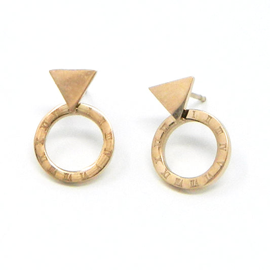 Rose Gold Plated Stud Earring with Roman numerical symbols 1