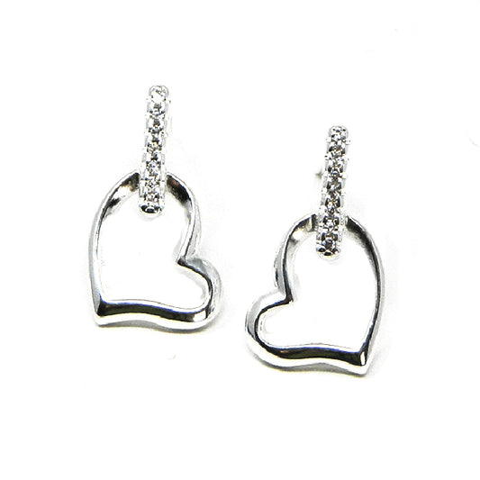 Heart Drop Stud Earring with Cubic Zirconia 1