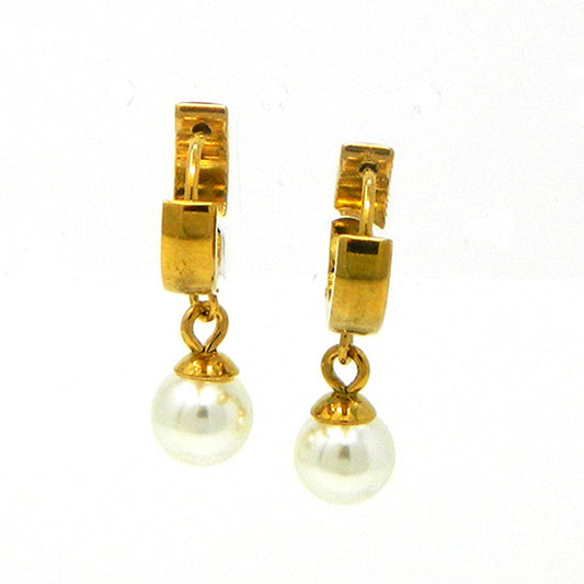Pearl Drop Hoop Earring in gold tone 1