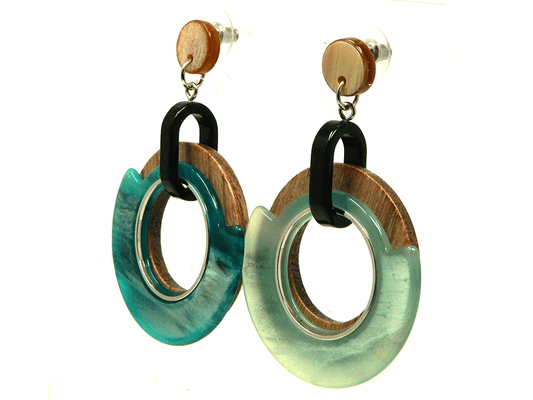 Designer Disc Hoop Earring in Sky Blue Colour 1