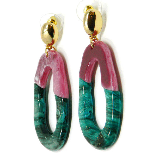 Designer Irregular Zero Shaped Acrylic Earring with Gold Tone 1