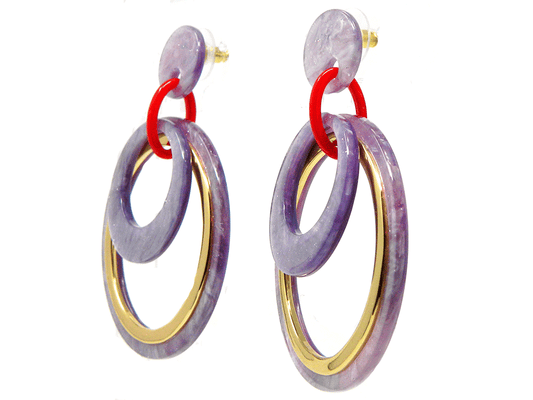 Light Purple Acrylic Stud Hoop Earring 1