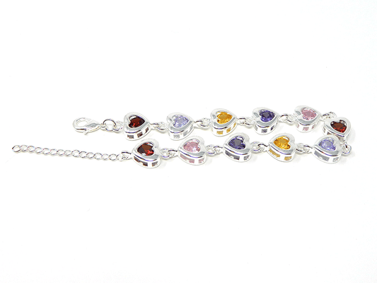Multicolour Heart Chain Zirconia Bracelet 2