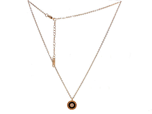 Rose Gold Plated Cubic Zirconia Pendant Necklace with Roman Numerical symbols 1