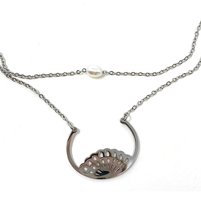 Abstract Necklace with Pearl 2