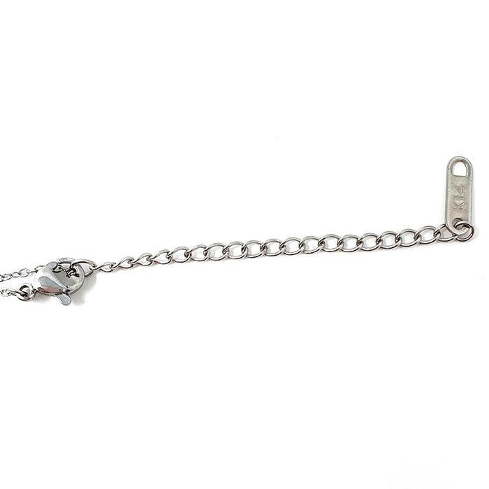 Geometric Floral Pendant Necklace with Beads in Silver Tone 1