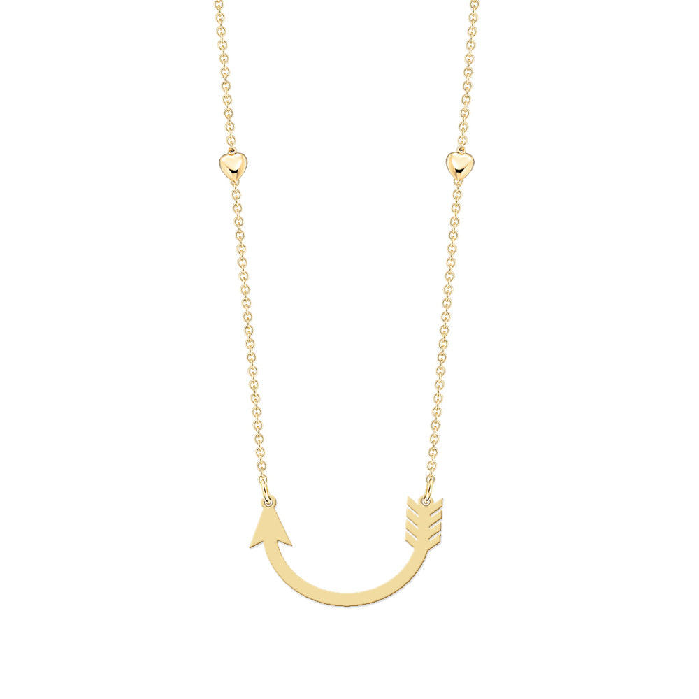 Bent Arrow Pendant Necklace in Gold