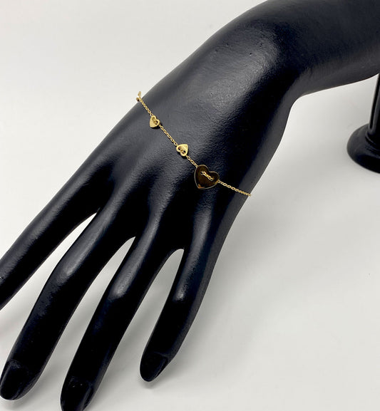 Gold Plated Heart Set Chain Bracelet