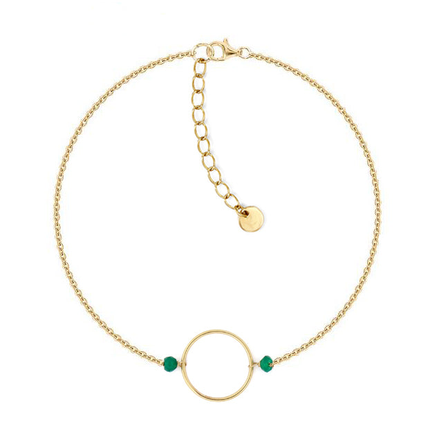 Gold plated Hoop Chain Bracelet in green