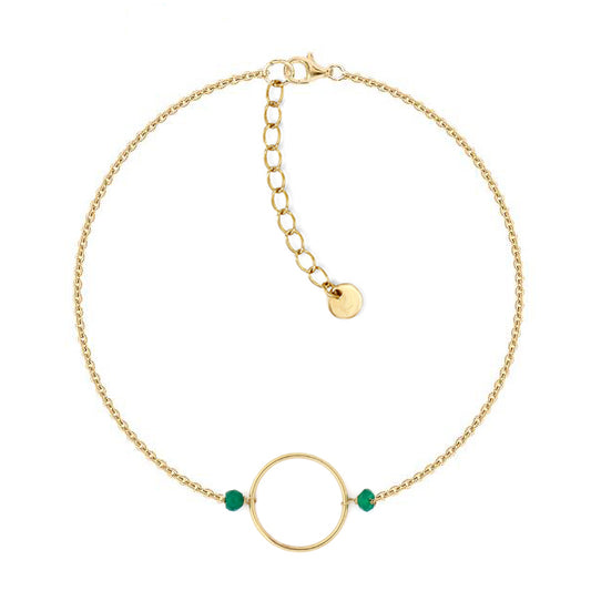 Gold plated Hoop Chain Bracelet in green