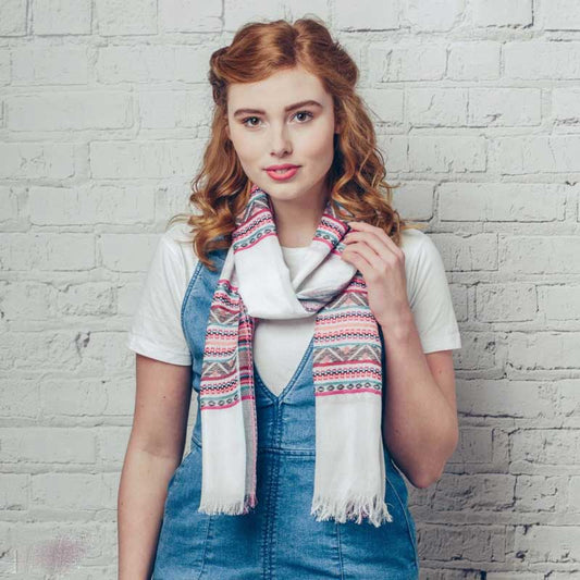 Greek Style Multicolour Fringed Scarf