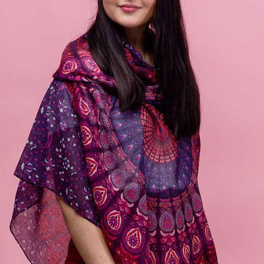 Midnight Purple Scarf with Multiple Pink Ornaments 1