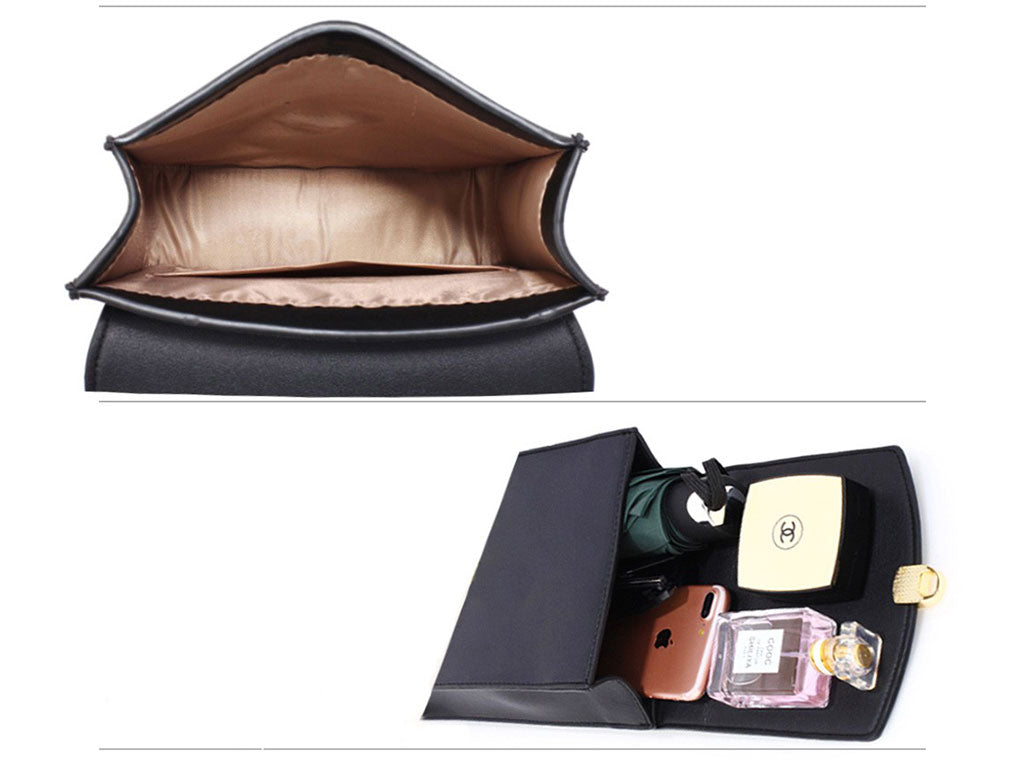 Flap Twist Lock Black Crossbody Handbag 2