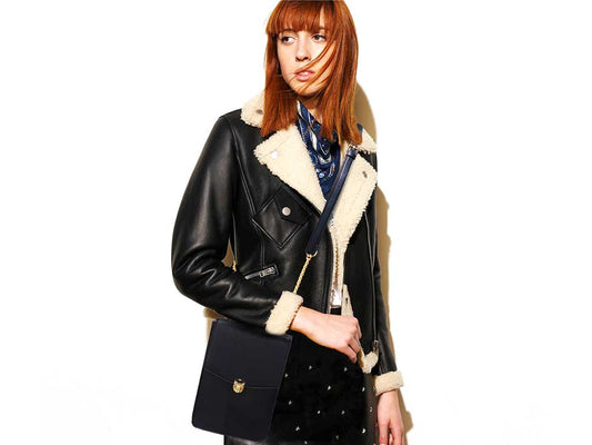 Flap Twist Lock Black Crossbody Handbag 1