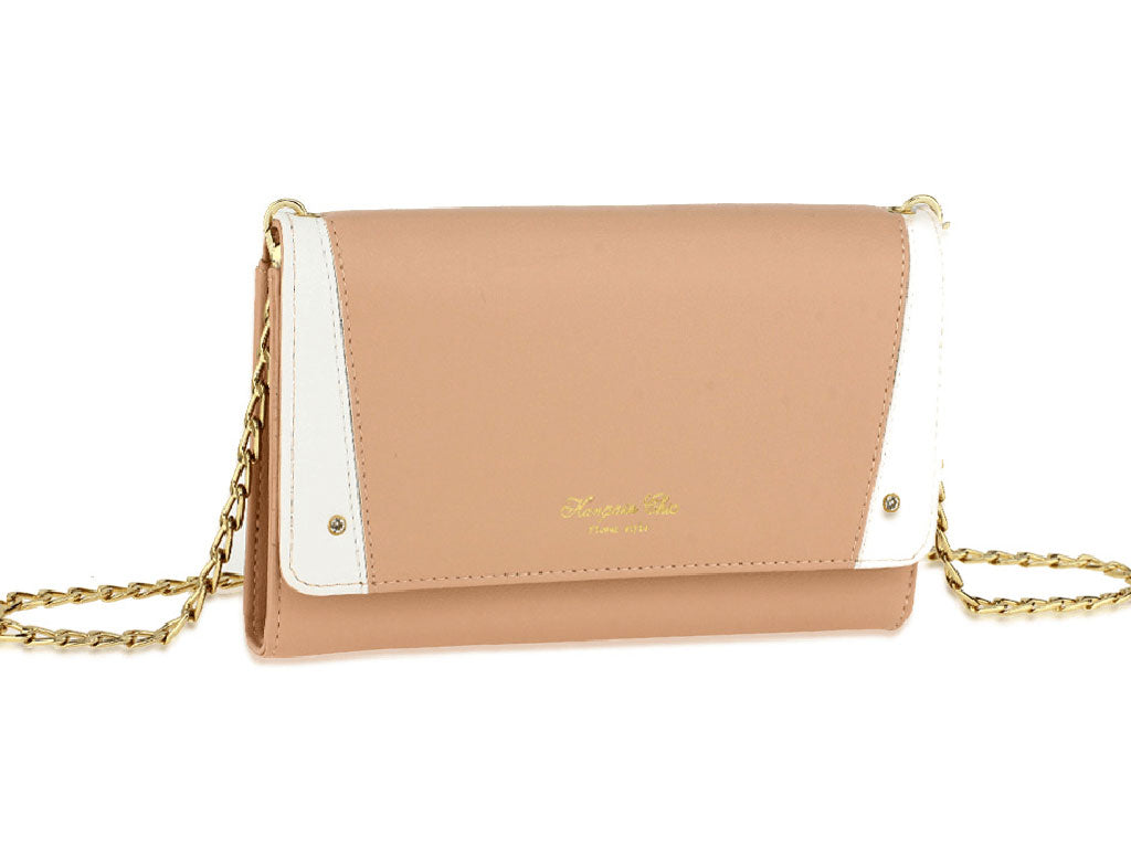 Mini Cross Shoulder Handbag with Gold Chain in Brown