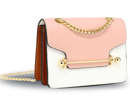 Flap Style Cross Body Pin Bag with Gold Metal