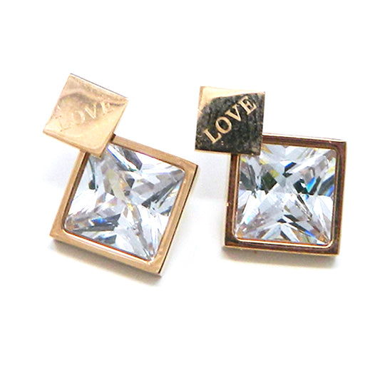 Cubic Zirconia Stud Earring in Rose Gold 1