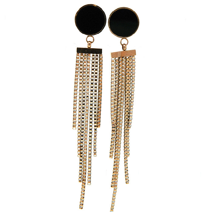 Rose Gold Plated Inlayed Black Disc Earring 1