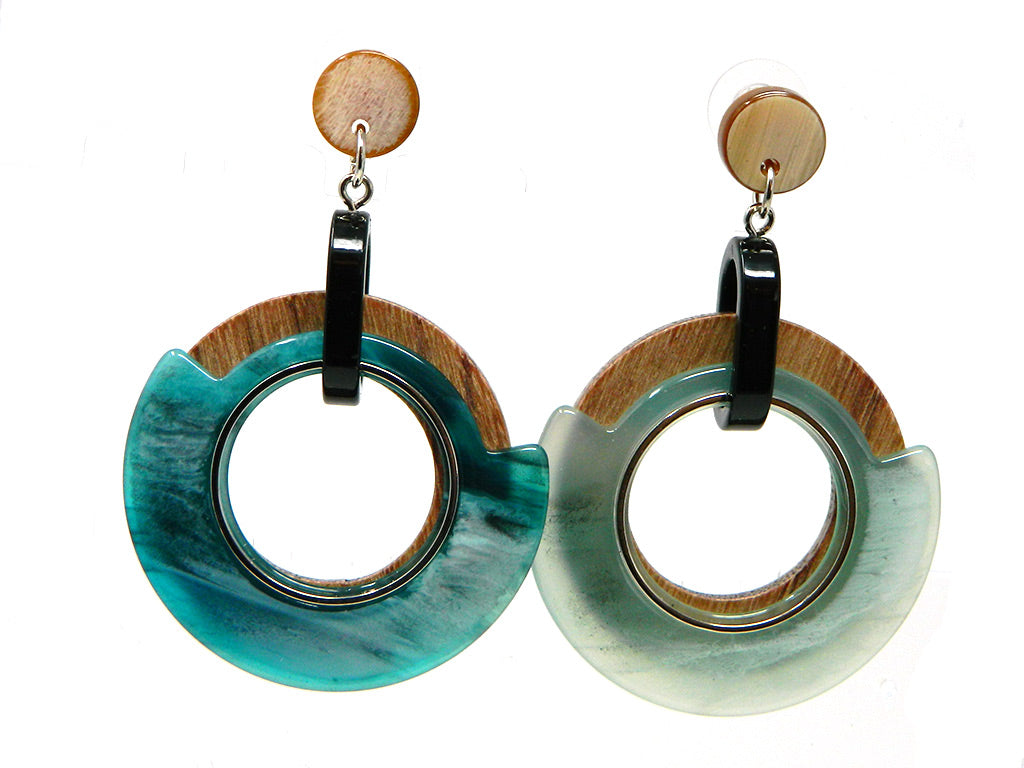 Designer Disc Hoop Earring in Sky Blue Colour