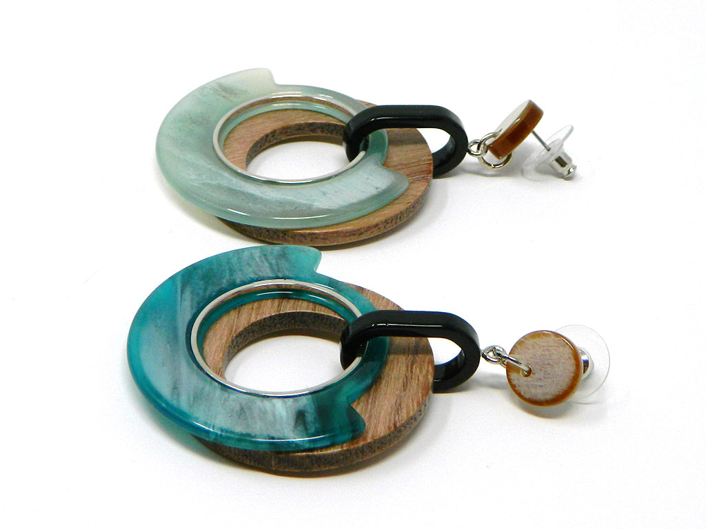 Designer Disc Hoop Earring in Sky Blue Colour 2