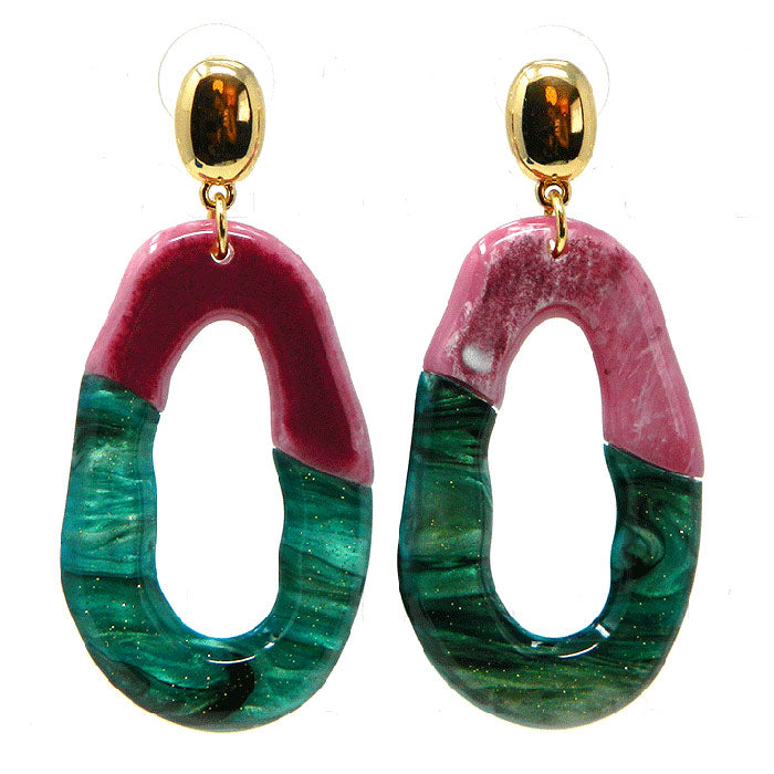Designer Irregular Zero Shaped Acrylic Earring with Gold Tone 2