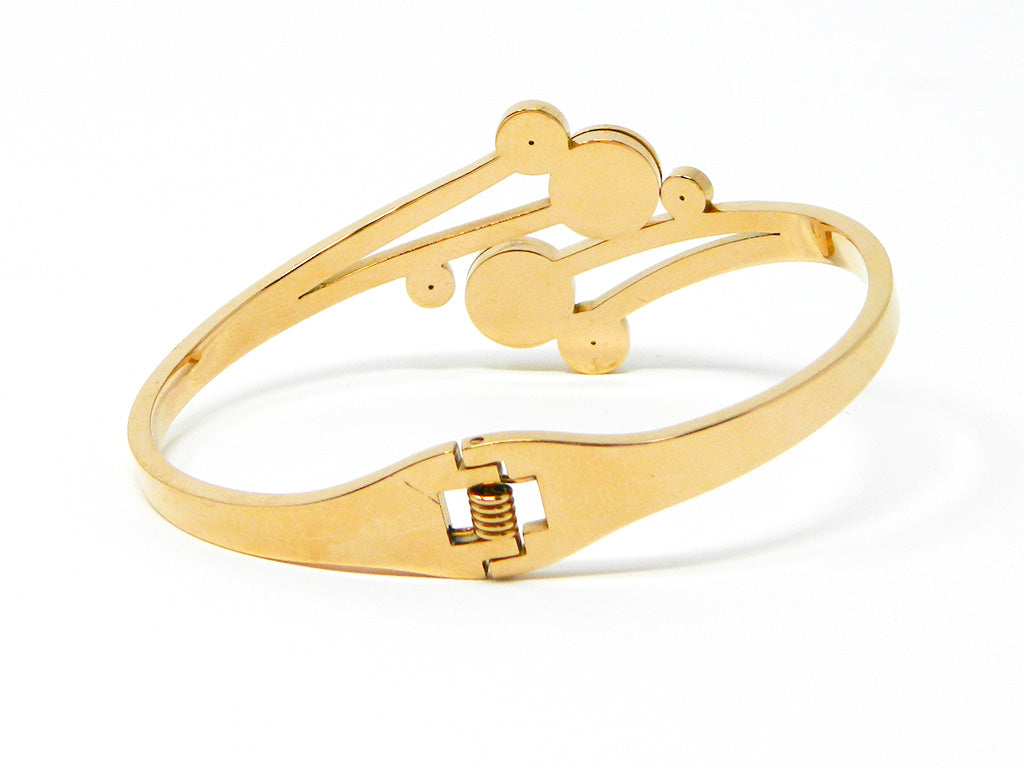 Rose Gold Plated Black Abstracted Bangle with Zirconia Crystals 3