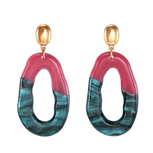 Designer Irregular Zero Shaped Acrylic Earring with Gold Tone