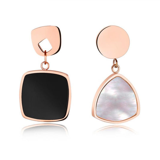 Geometric Shaped Rose Gold Plated Stud Earring