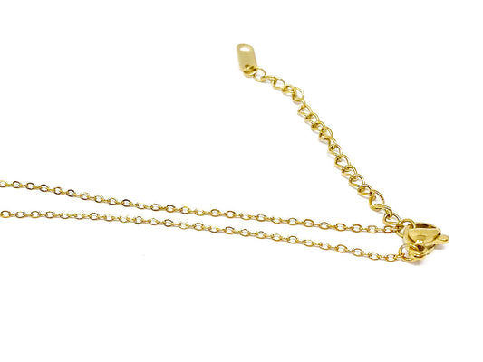 Geometric Floral Pendant Necklace with Beads in Gold 1