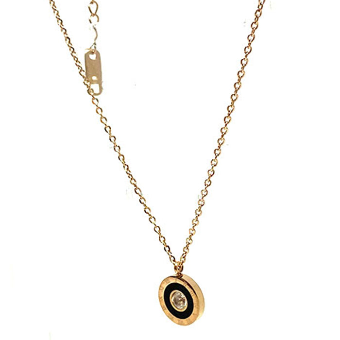 Rose Gold Plated Cubic Zirconia Pendant Necklace with Roman Numerical symbols 2