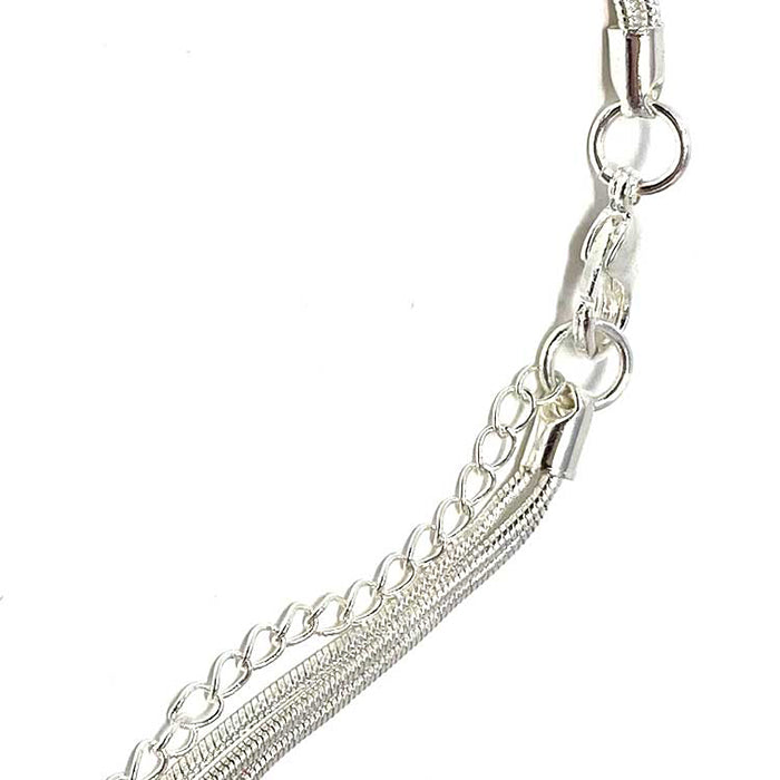 Triple Layer Sandal Bead Necklace in Silver Tone 2