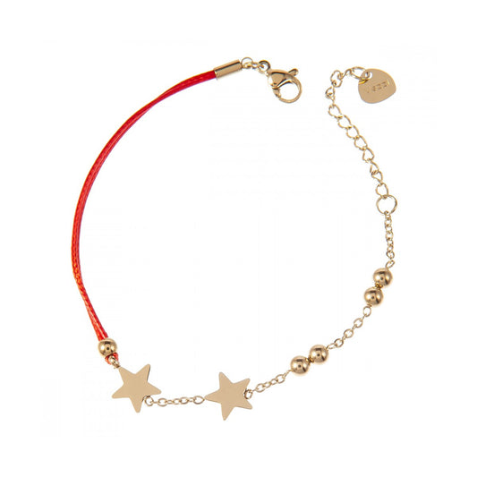 Gold Plated Star or Infinity Chain Bracelet with red thread