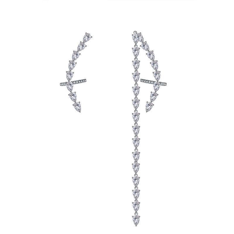 Cross Long Earring with Cubic Zirconia