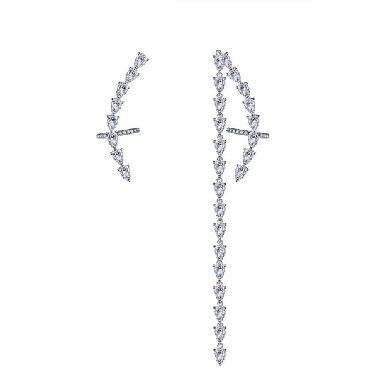 Cross Long Earring with Cubic Zirconia