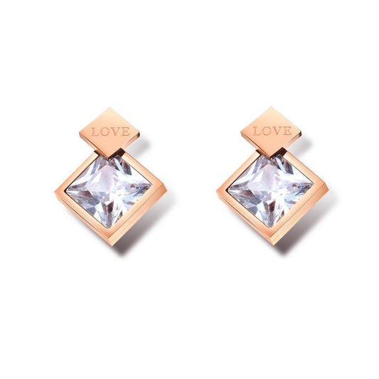 Cubic Zirconia Stud Earring in Rose Gold