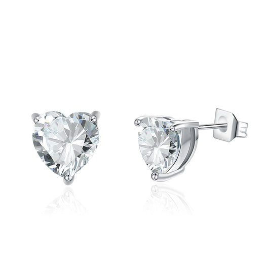 Heart Shaped stud earring of Cubic Zirconia