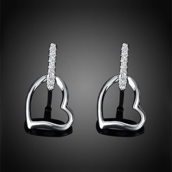Heart Drop Stud Earring with Cubic Zirconia