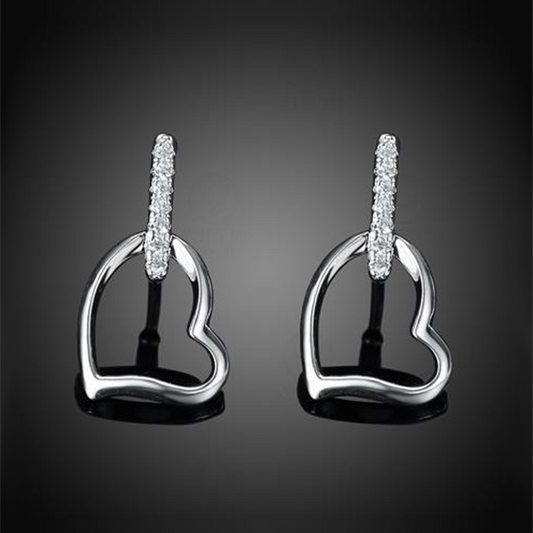 Heart Drop Stud Earring with Cubic Zirconia