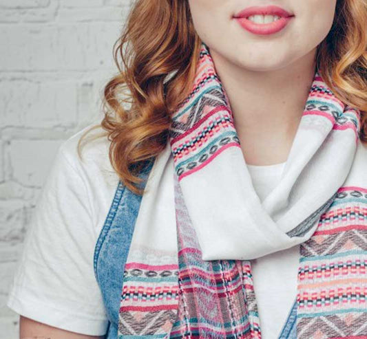 Greek Style Multicolour Fringed Scarf 1